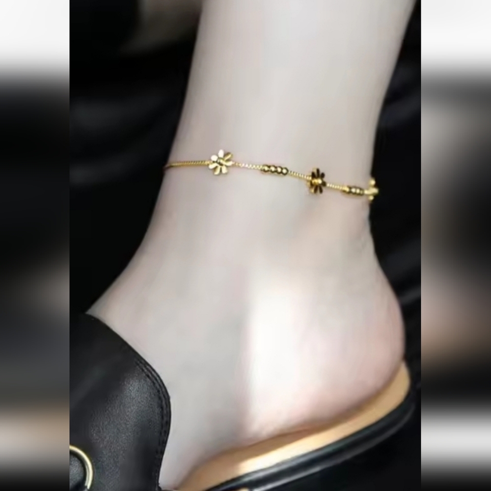 STAINLESS STEELGold Flower Anklet
